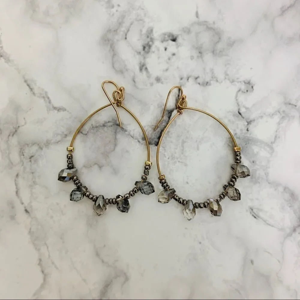 Crystal & Seed Skinny Hoop Earrings